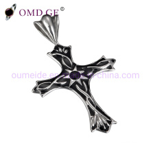 Rock 316L Stainless Steel Jewelry Black Cross Necklace Pendants